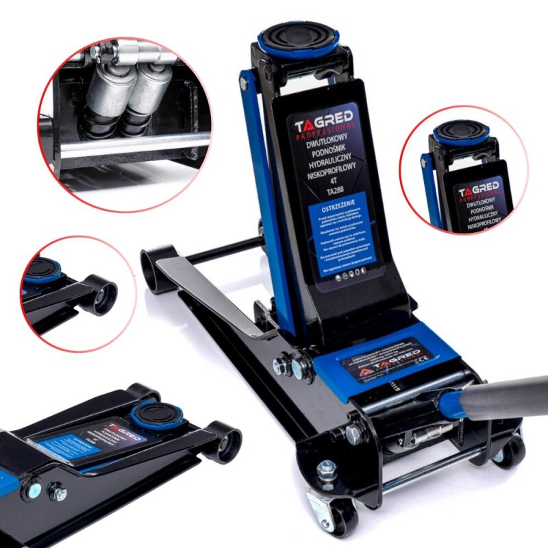 4t low profile hydraulic lifting jack 9-55mm (2 pumps)