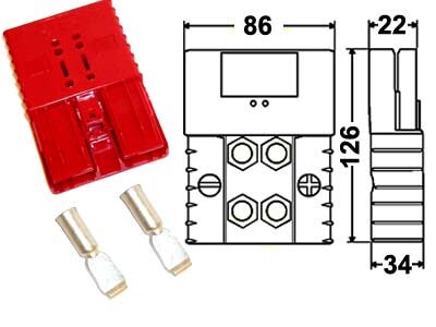 Tõstukipistik 70mm2 /350A, красный