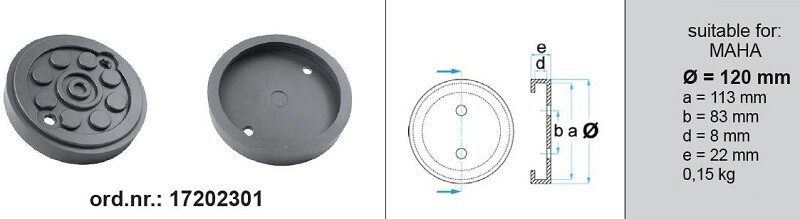 Podkładka gumowa, do ramion podnośnika, ilość: 1 шт., 120mmx113mmx22mm, typ: okrąg, do podnośnika (Producent): MAHA