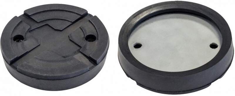 rubber pad met. with a plate. round 127/120mm for car lift. thickness 26mm