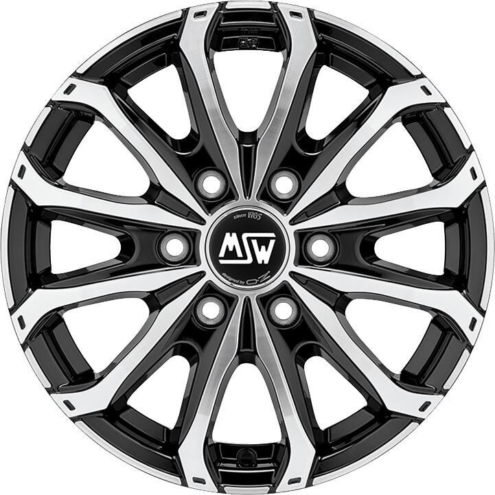 Alloy Wheel MSW 48 Van 6 Holes Gloss Black Full Polished 6.5x16" 6x125 ET68 middle hole 74.1