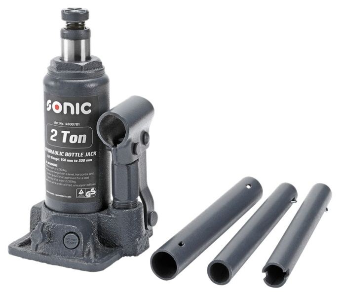 Bottle Jack, lifting capacity: 2000kg, minimum height lifting 158 mm, max height lifting: 308 mm, number pistons: 1, paint: black