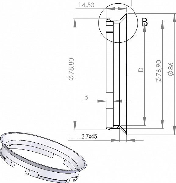 mounting ring 76.9-65.1. (z27d) black. 1pc
