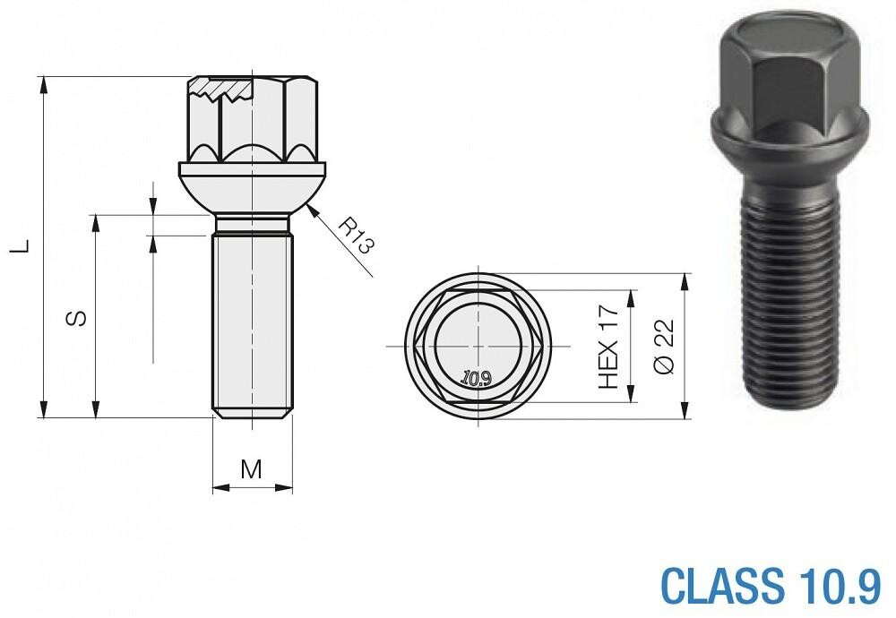 bolt pk14x1.50/47/17 (pk/r13. p68. ch17). iso 10.9. zn-ni. black