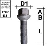 Болт pk12x1,50/40/17 ( шар, pk/r13, p60, ch17)