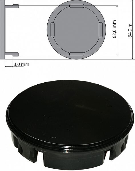 kapsel 64mm (logota), must, volvo oe-veljele (oe-nr:307-48052)
