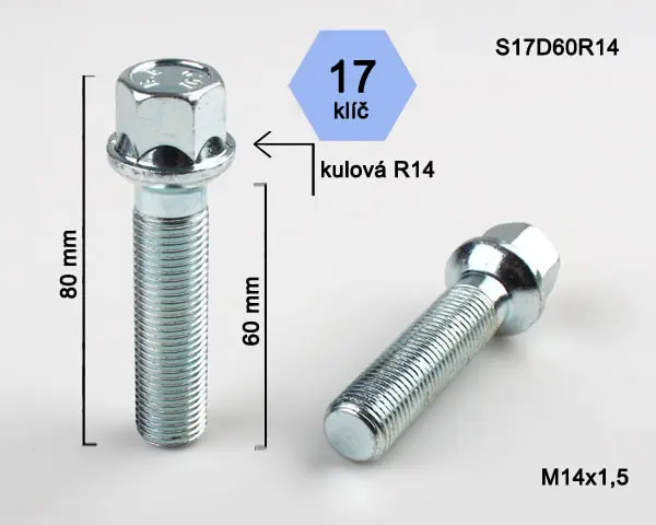 Болт pk14x1,50/60/17 ( шар, r14, p79, ch17),
