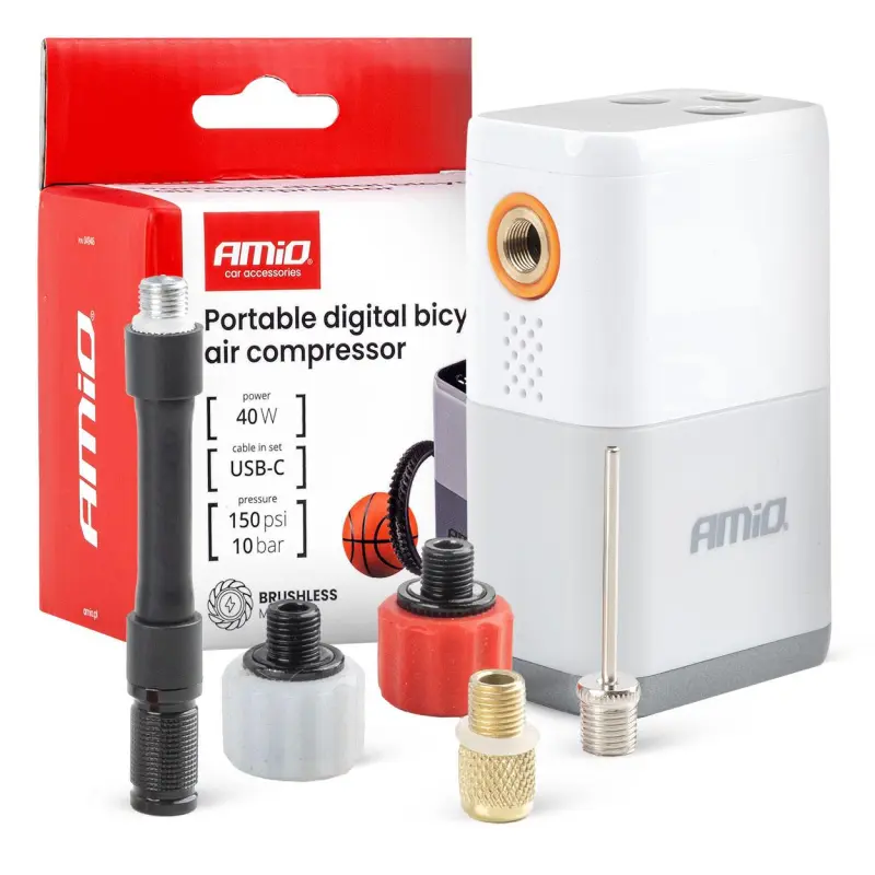 Jalgrattakompressor Мини с аккумулятором LED-дисплей 40W USB-C Amio
