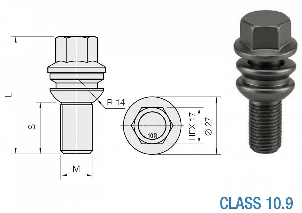 bolt pk15x1.25/38/17 (pk/r14 k-washer. p69. ch17) iso 10.9. zn-ni. black