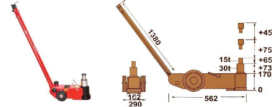 lifting jack pneumo hydraulic , 15T/30T,  PROFITOOL