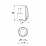 Mutter M12x1,50/35/19 kinnine Ford OE
