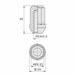 wheel nut 14x1,50/35/21 closed