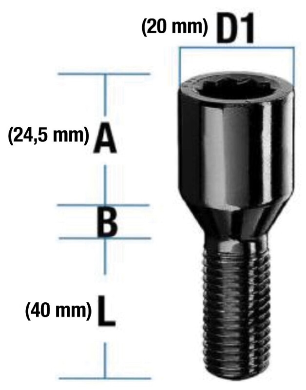 болт звездочка pt14x1.50/40/- (p67. ¤20mm) черный